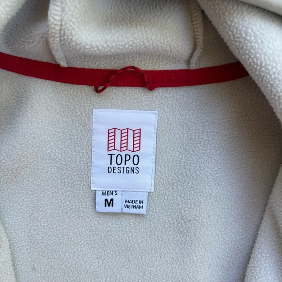 Topo Designs Full Zip Hooded Sweatshirt White Medium - Picture 5 of 6